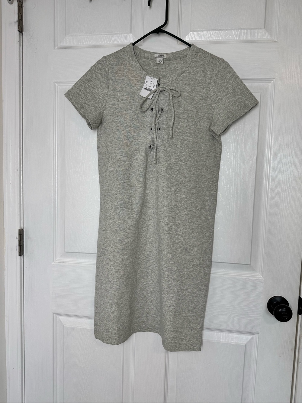 J. Crew lace up Light Heather Gray Short Sleeve Knit Dress